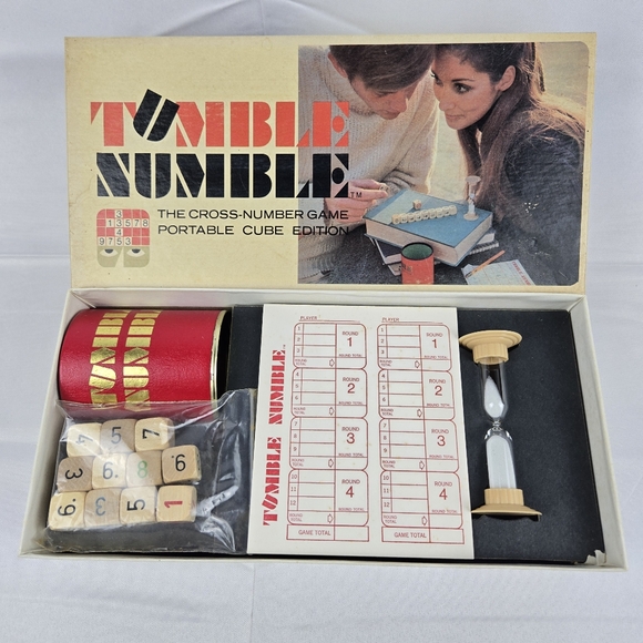 Vintage 1969 Tumble Numble cross-number game cube dice Selchow Righter - Picture 6 of 10